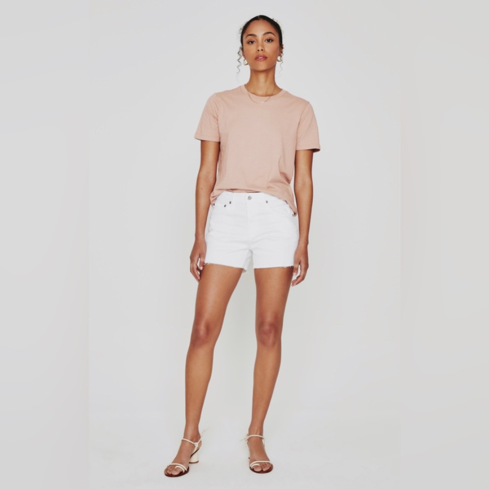 NWT AG-ED Hailey Cutoff White Boyfriend Denim Stretch Shorts Size 31
